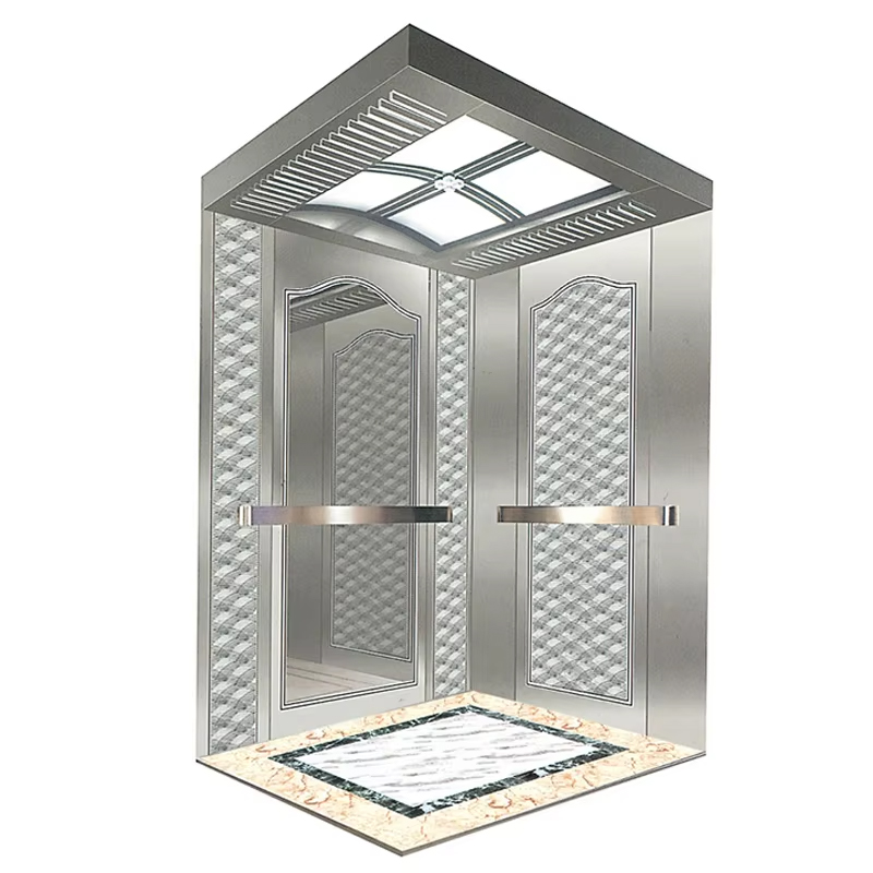 VTEP121 Hot Selling NV modell 6-8 személyes 630 kg sebességváltó nélküli AC modern lift épület személylift rozsdamentes acél PVC padlóval