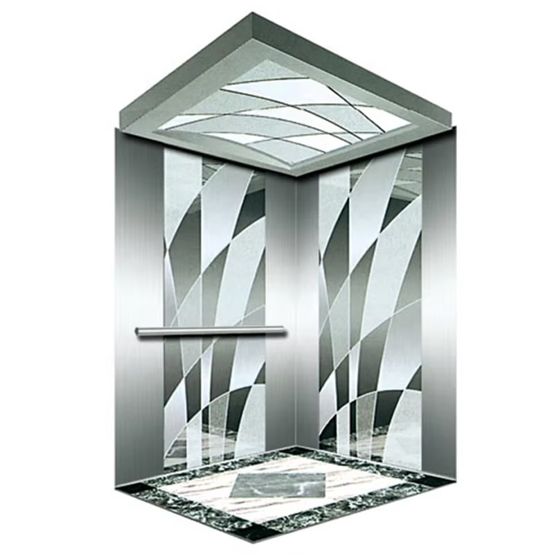VTEP121 Hot Selling NV modell 6-8 személyes 630 kg sebességváltó nélküli AC modern lift épület személylift rozsdamentes acél PVC padlóval