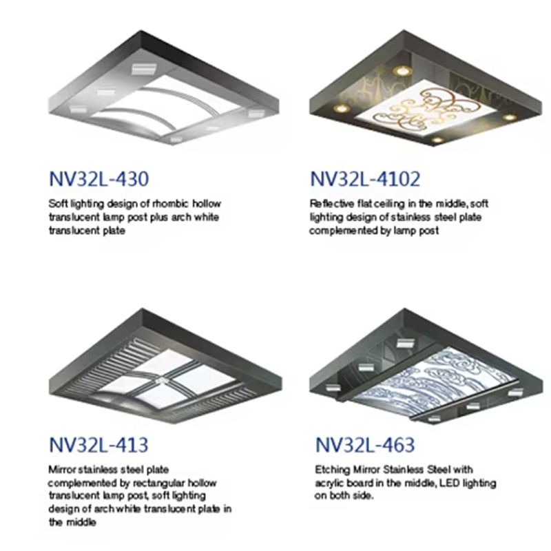 VTSP139 Felvonófülke dekoráció Modern LED felvonókabin mennyezeti panel rozsdamentes acél felvonó mennyezeti kialakítás